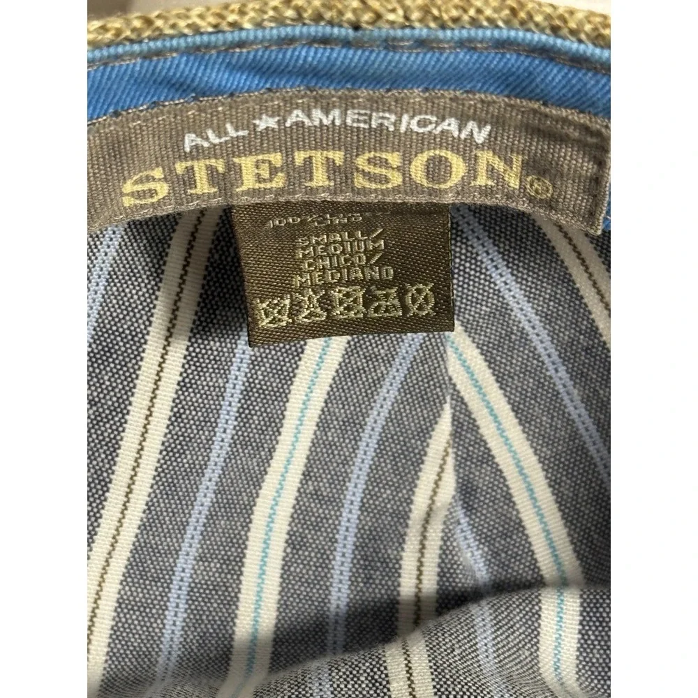Stetson All American Tan Linen Flat Cap Ivy Driving Hat Mens Small Medium